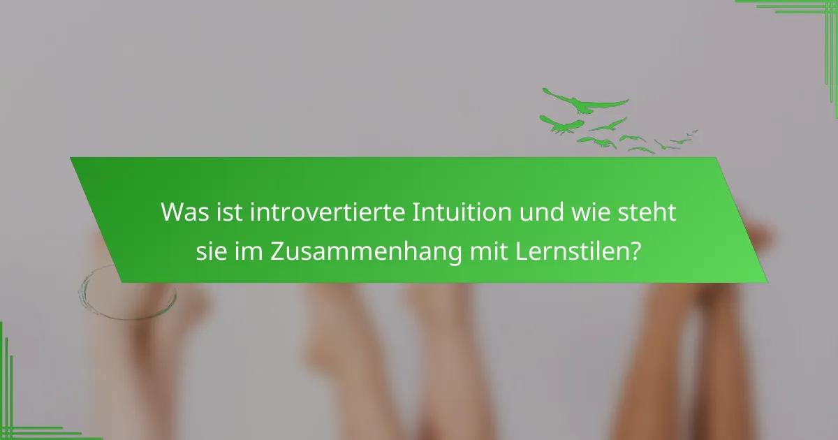 Was ist introvertierte Intuition und wie steht sie im Zusammenhang mit Lernstilen?