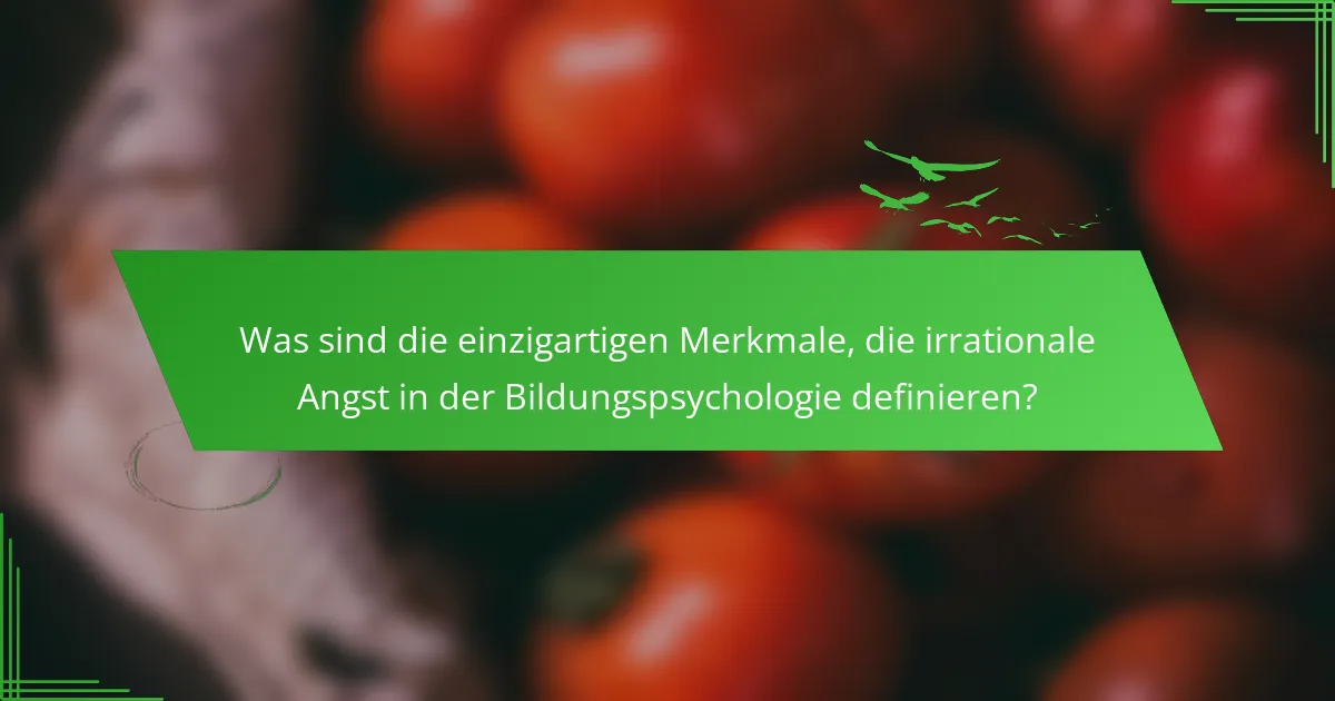 Was sind die einzigartigen Merkmale, die irrationale Angst in der Bildungspsychologie definieren?
