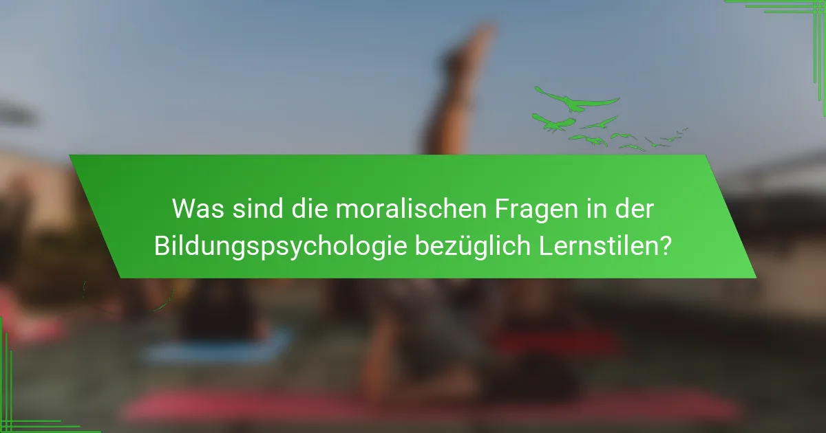 Was sind die moralischen Fragen in der Bildungspsychologie bezüglich Lernstilen?
