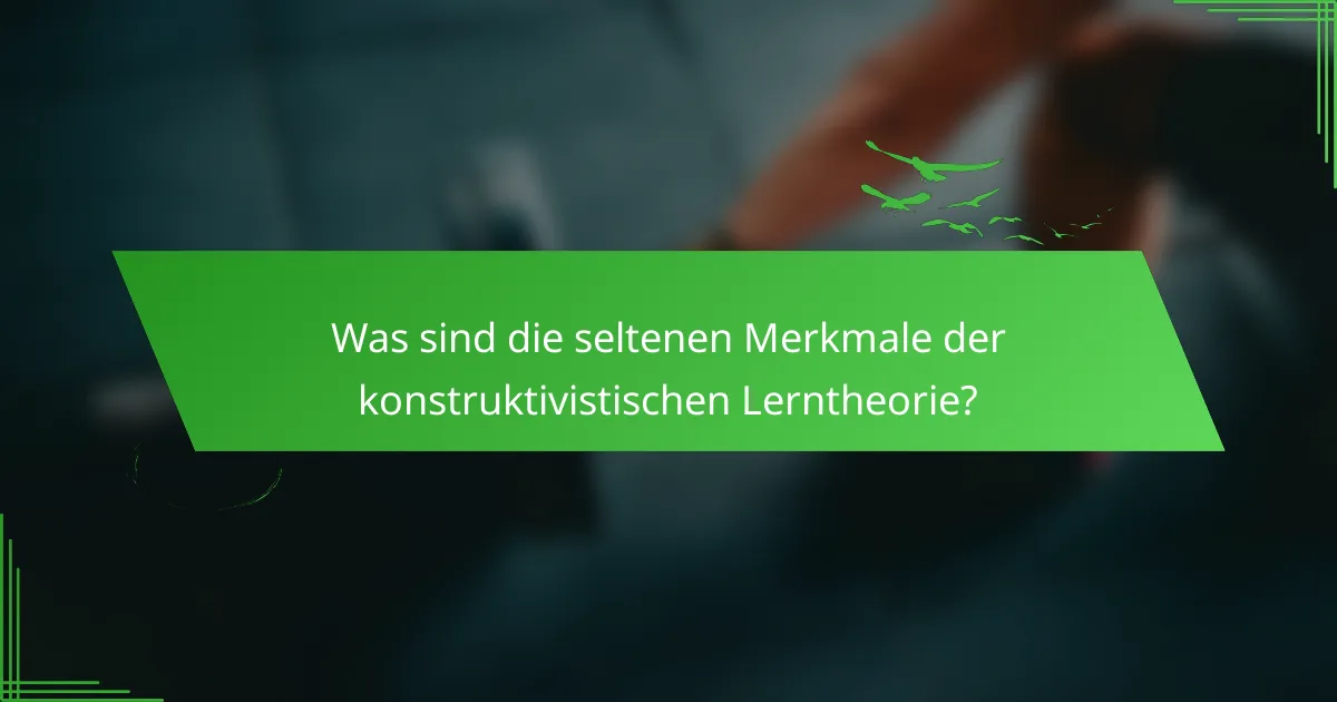 Was sind die seltenen Merkmale der konstruktivistischen Lerntheorie?