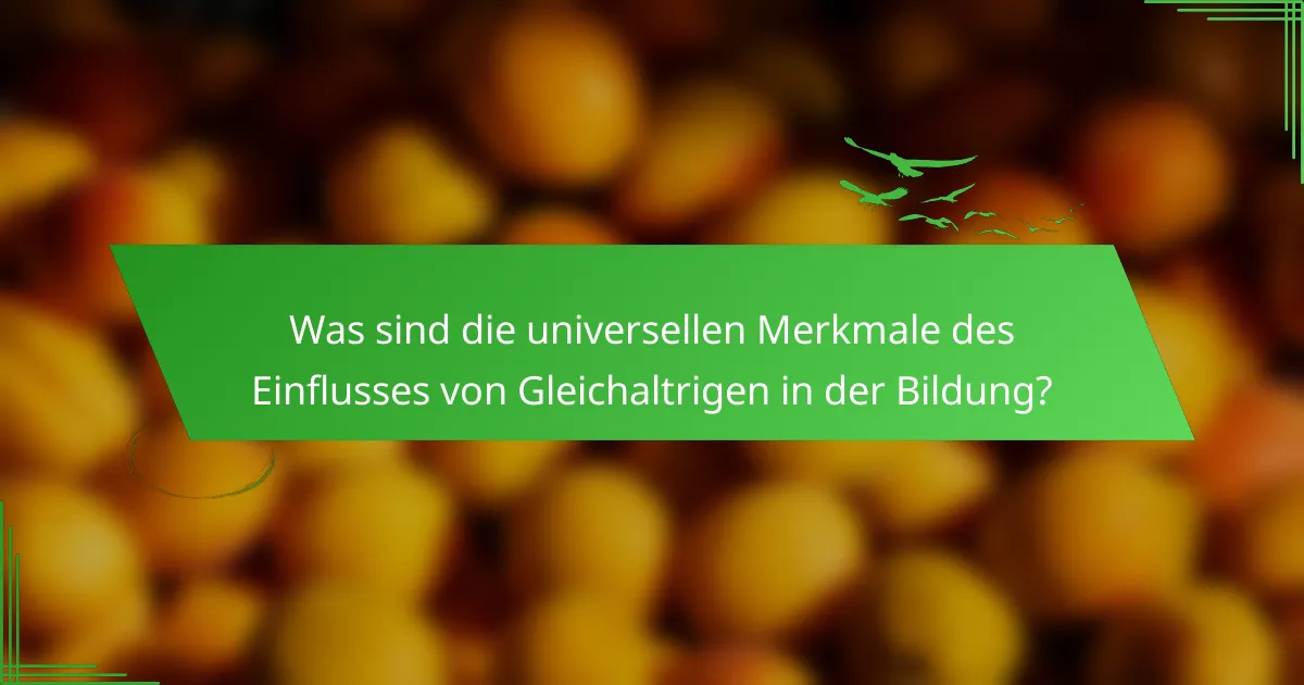 Was sind die universellen Merkmale des Einflusses von Gleichaltrigen in der Bildung?