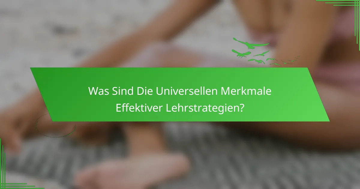 Was Sind Die Universellen Merkmale Effektiver Lehrstrategien?