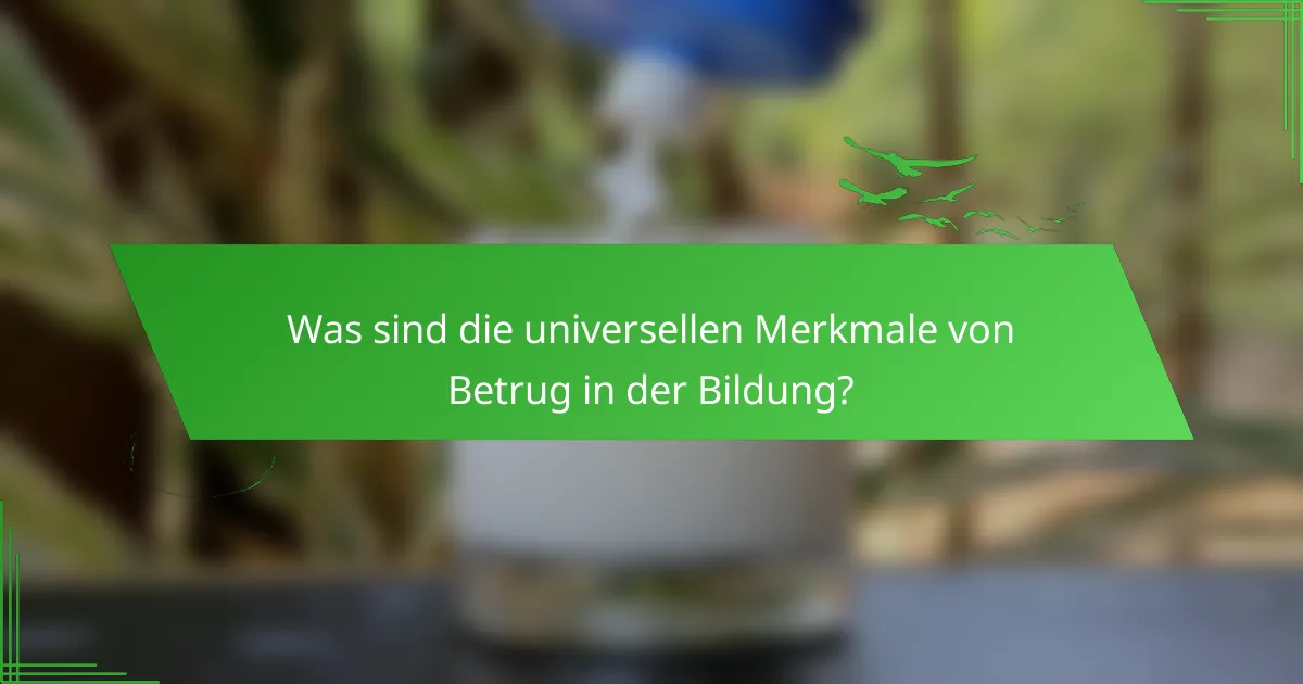 Was sind die universellen Merkmale von Betrug in der Bildung?