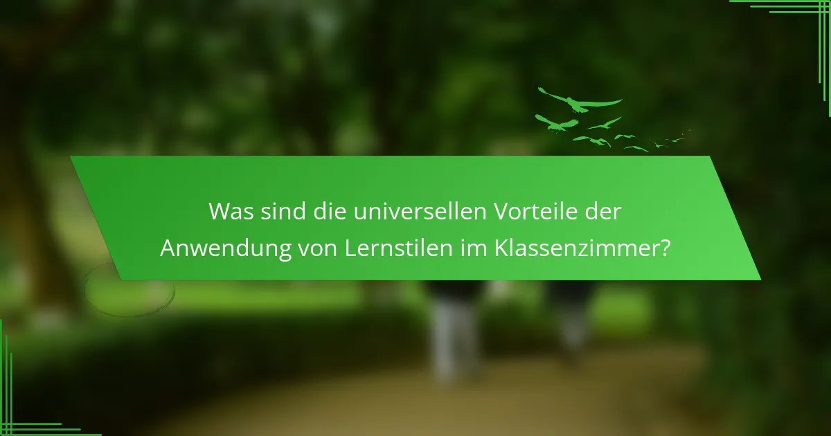 Was sind die universellen Vorteile der Anwendung von Lernstilen im Klassenzimmer?