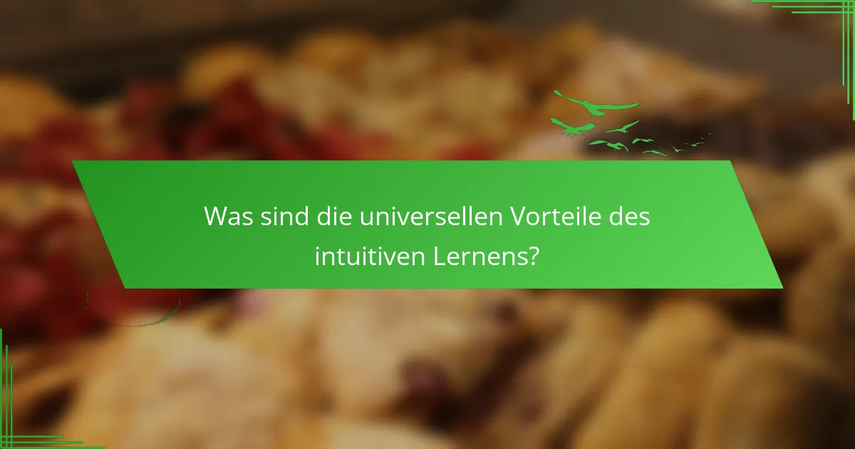 Was sind die universellen Vorteile des intuitiven Lernens?