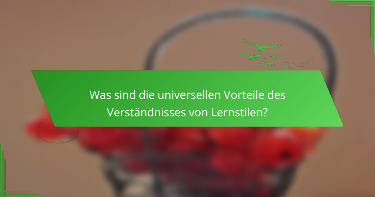 Was sind die universellen Vorteile des Verständnisses von Lernstilen?