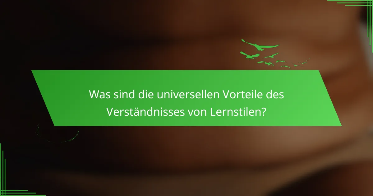 Was sind die universellen Vorteile des Verständnisses von Lernstilen?