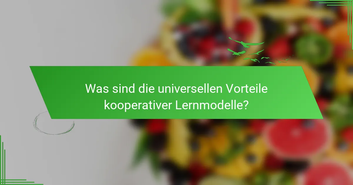 Was sind die universellen Vorteile kooperativer Lernmodelle?