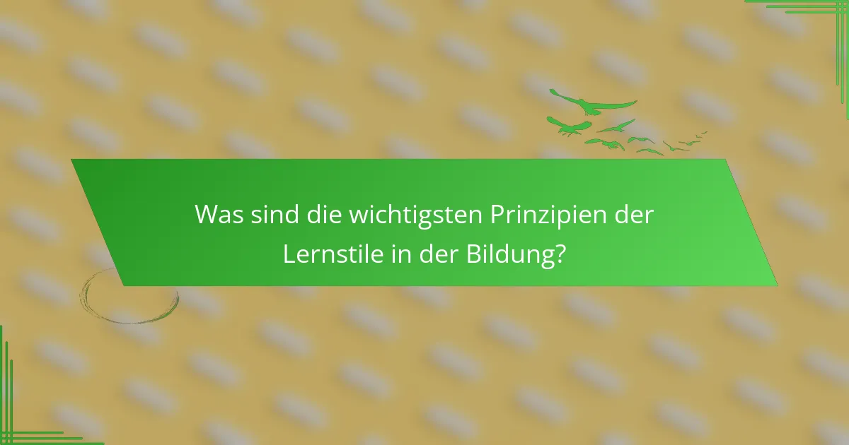 Was sind die wichtigsten Prinzipien der Lernstile in der Bildung?