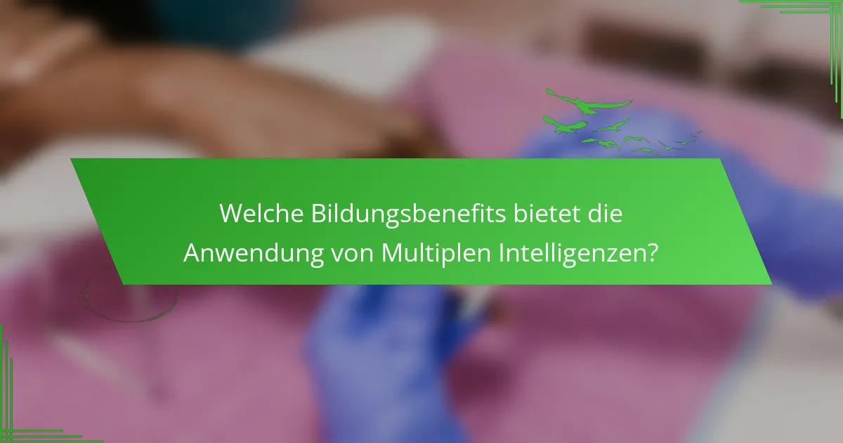 Welche Bildungsbenefits bietet die Anwendung von Multiplen Intelligenzen?