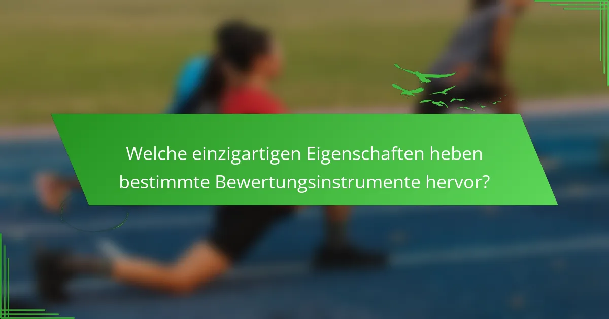 Welche einzigartigen Eigenschaften heben bestimmte Bewertungsinstrumente hervor?
