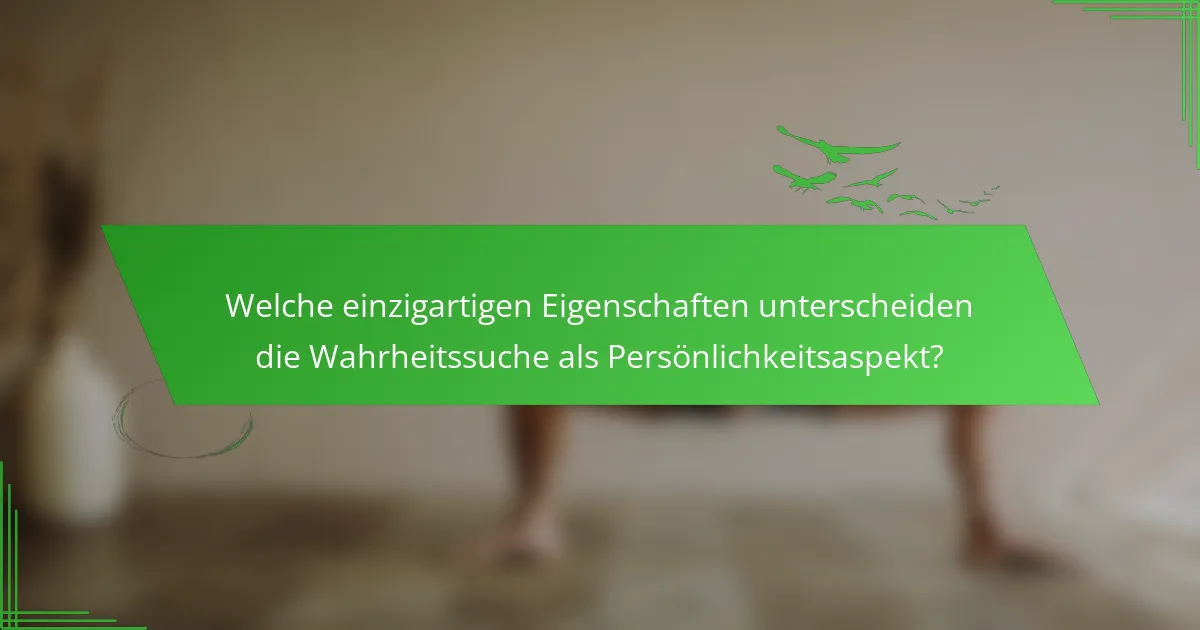 Welche einzigartigen Eigenschaften unterscheiden die Wahrheitssuche als Persönlichkeitsaspekt?