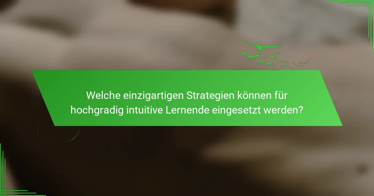 Welche einzigartigen Strategien können für hochgradig intuitive Lernende eingesetzt werden?