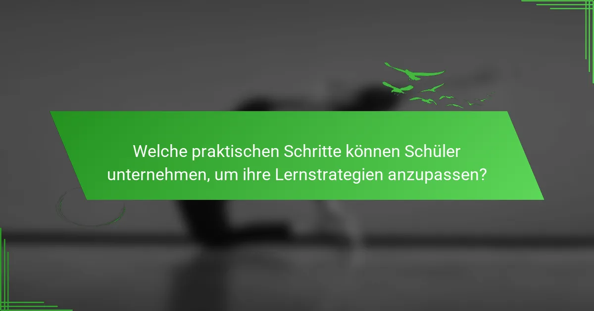 Welche praktischen Schritte können Schüler unternehmen, um ihre Lernstrategien anzupassen?