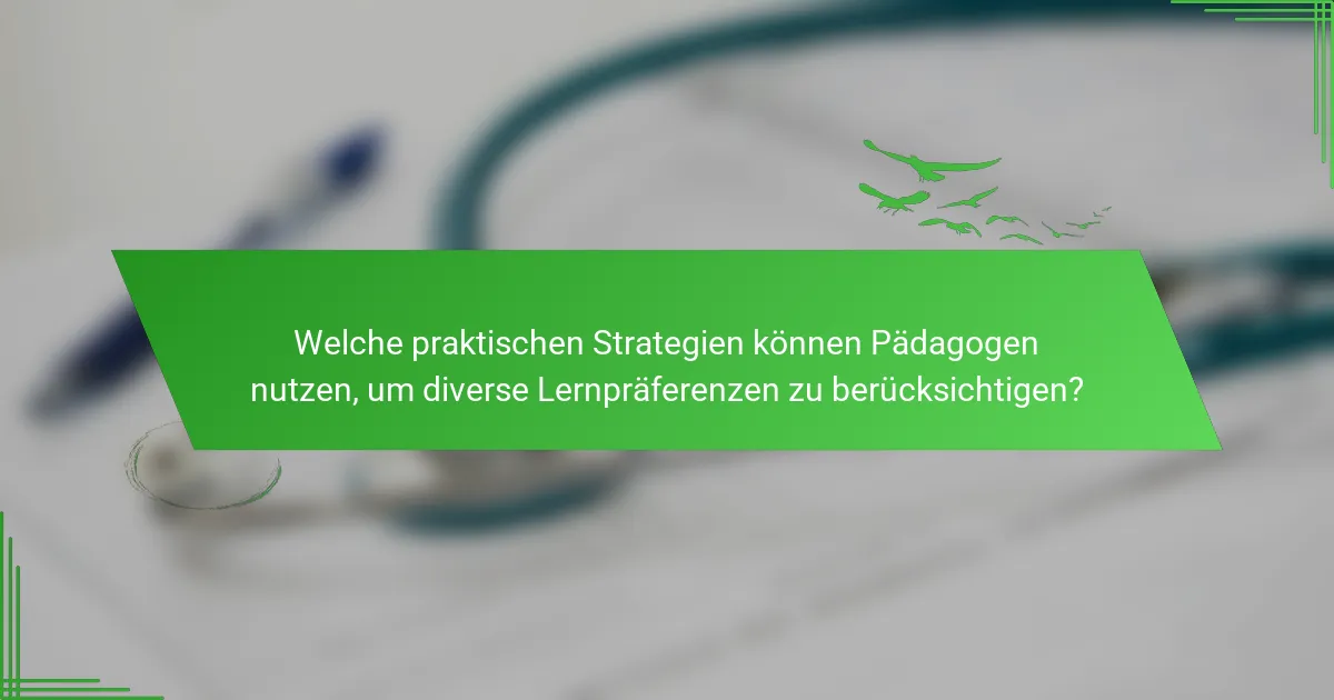 Welche praktischen Strategien können Pädagogen nutzen, um diverse Lernpräferenzen zu berücksichtigen?