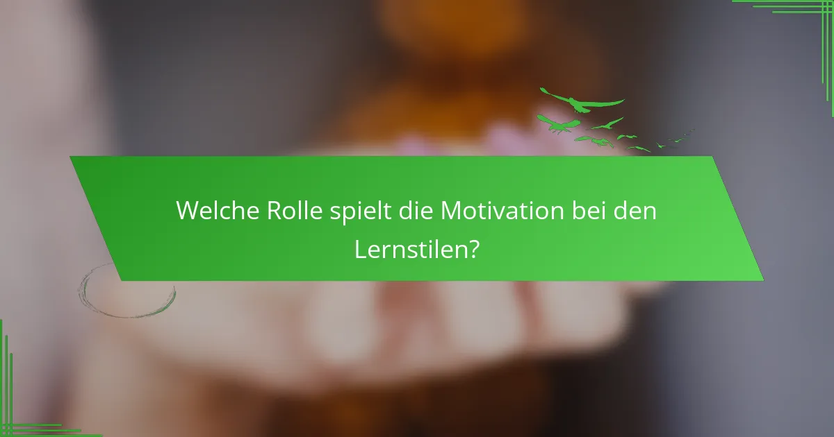 Welche Rolle spielt die Motivation bei den Lernstilen?