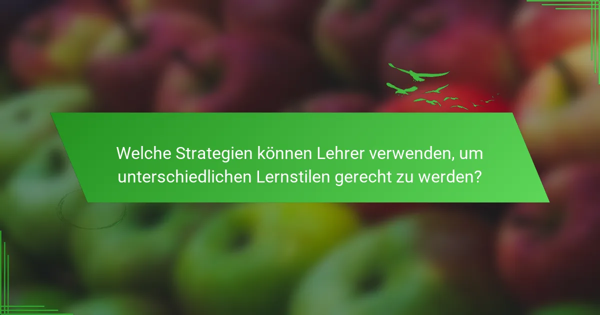 Welche Strategien können Lehrer verwenden, um unterschiedlichen Lernstilen gerecht zu werden?