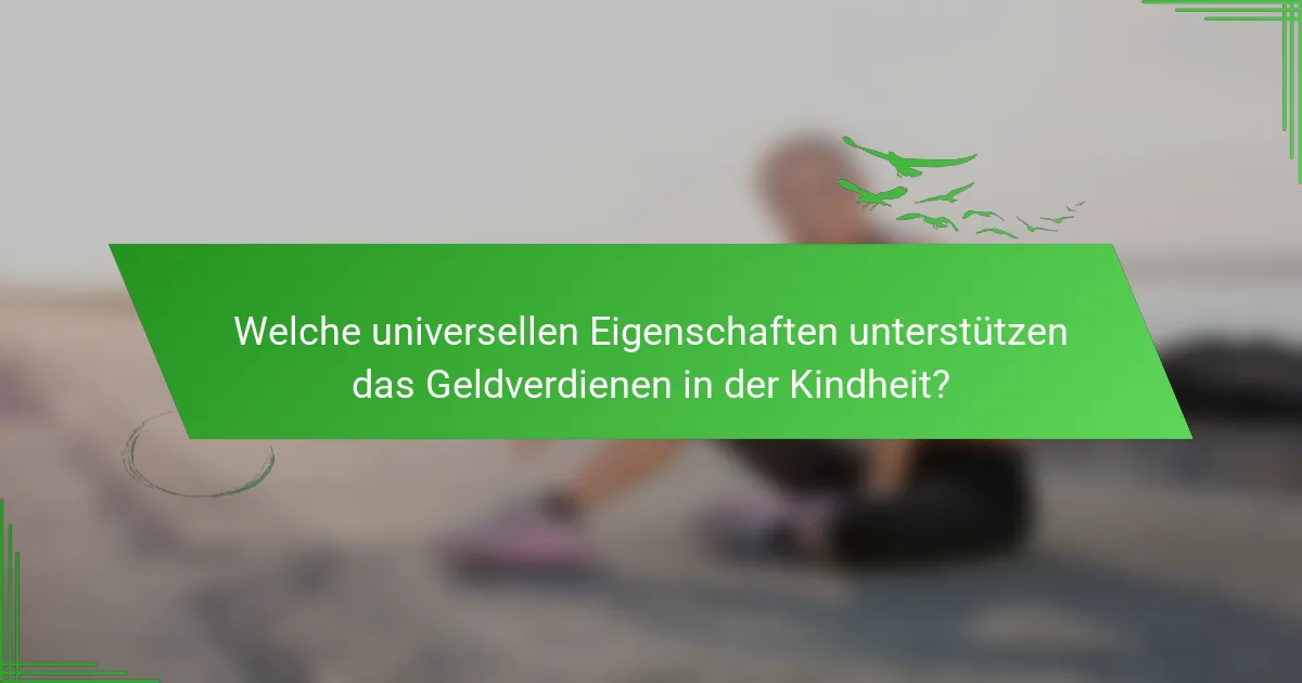 Welche universellen Eigenschaften unterstützen das Geldverdienen in der Kindheit?