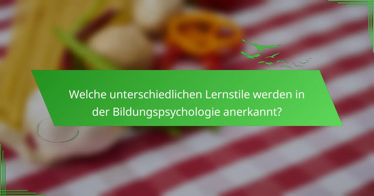 Welche unterschiedlichen Lernstile werden in der Bildungspsychologie anerkannt?