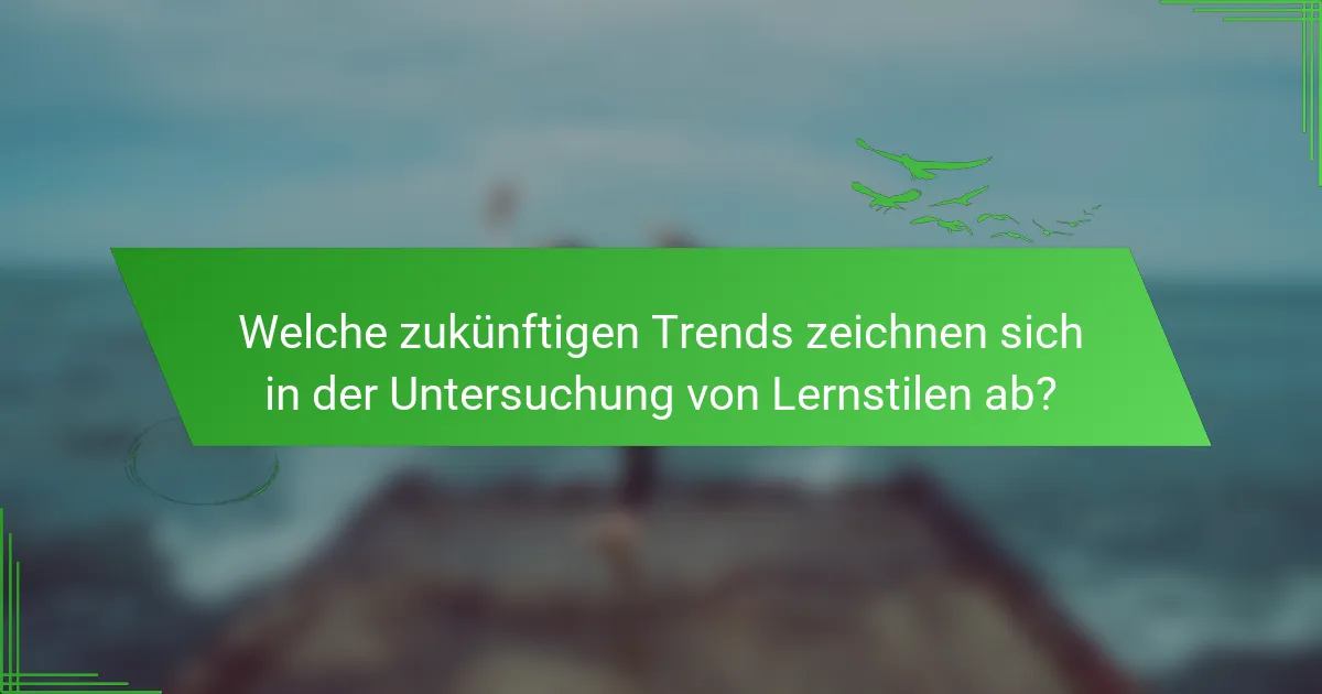 Welche zukünftigen Trends zeichnen sich in der Untersuchung von Lernstilen ab?