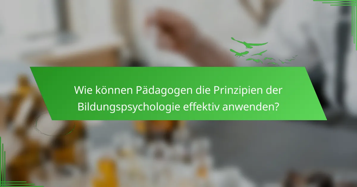 Wie können Pädagogen die Prinzipien der Bildungspsychologie effektiv anwenden?