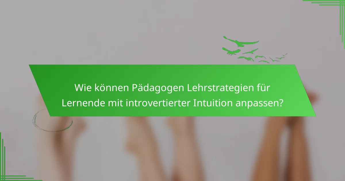 Wie können Pädagogen Lehrstrategien für Lernende mit introvertierter Intuition anpassen?