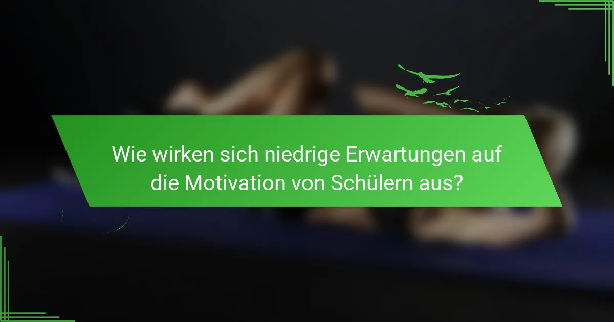 Wie wirken sich niedrige Erwartungen auf die Motivation von Schülern aus?